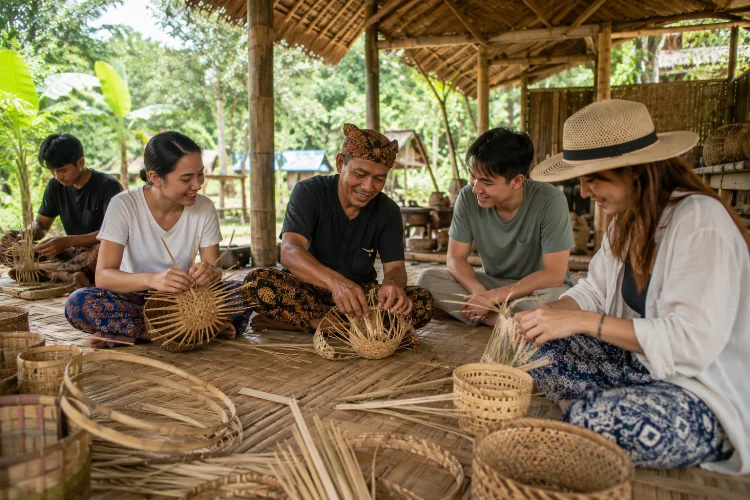 Belajar Menganyam Bambu Bersama Pengrajin Lokal Tanjung Lesung