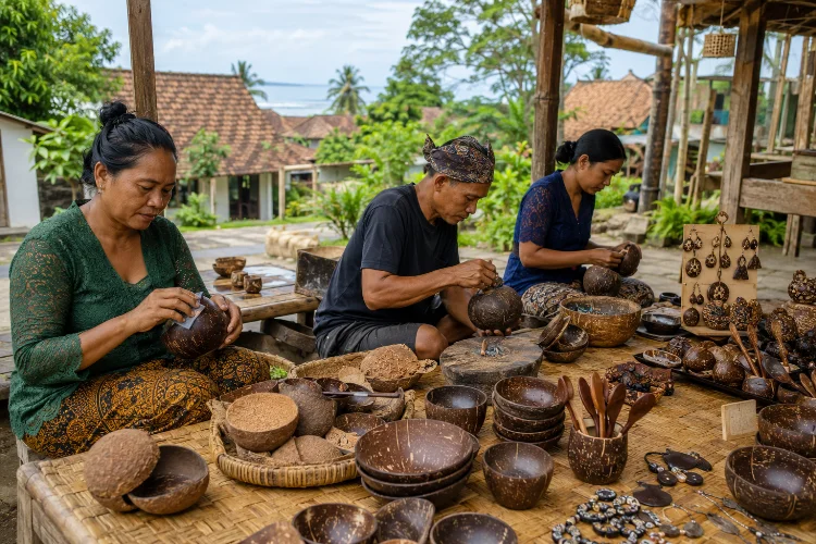 Dari Batok Kelapa Menjadi Cendera Mata Khas Tanjung Lesung